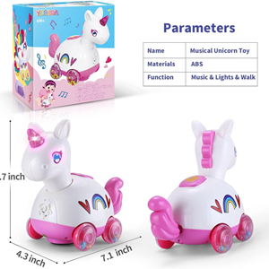 اسباب بازی پونی چرخ دار موزیکال Yerloa Musical Unicorn Crawling_اسباب بازی